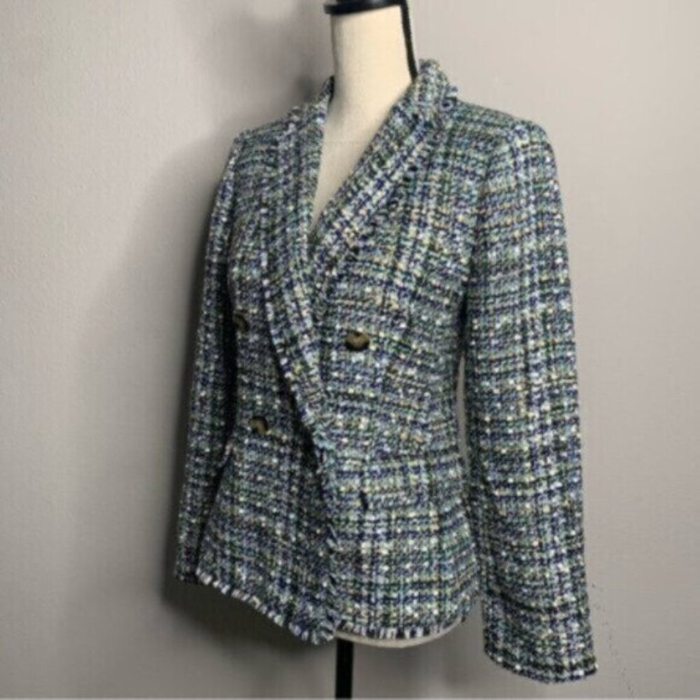 NWT Ann Taylor Tweed Shimmer Tailored Double Breasted Blazer - Picture 4 of 14